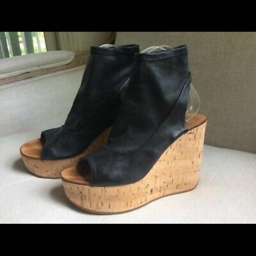 Chloe Platform Sandals Wedge Ankle Cuff Glove Cork